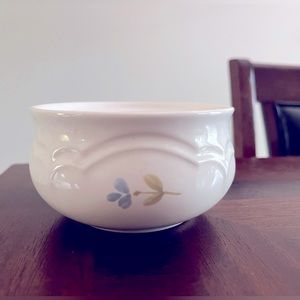 Vintage Ceramic Dish with Blue Flower Detail
